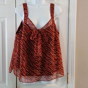 Dana Kay orange brown red sleeveless casual  blouse  Sz 20W
